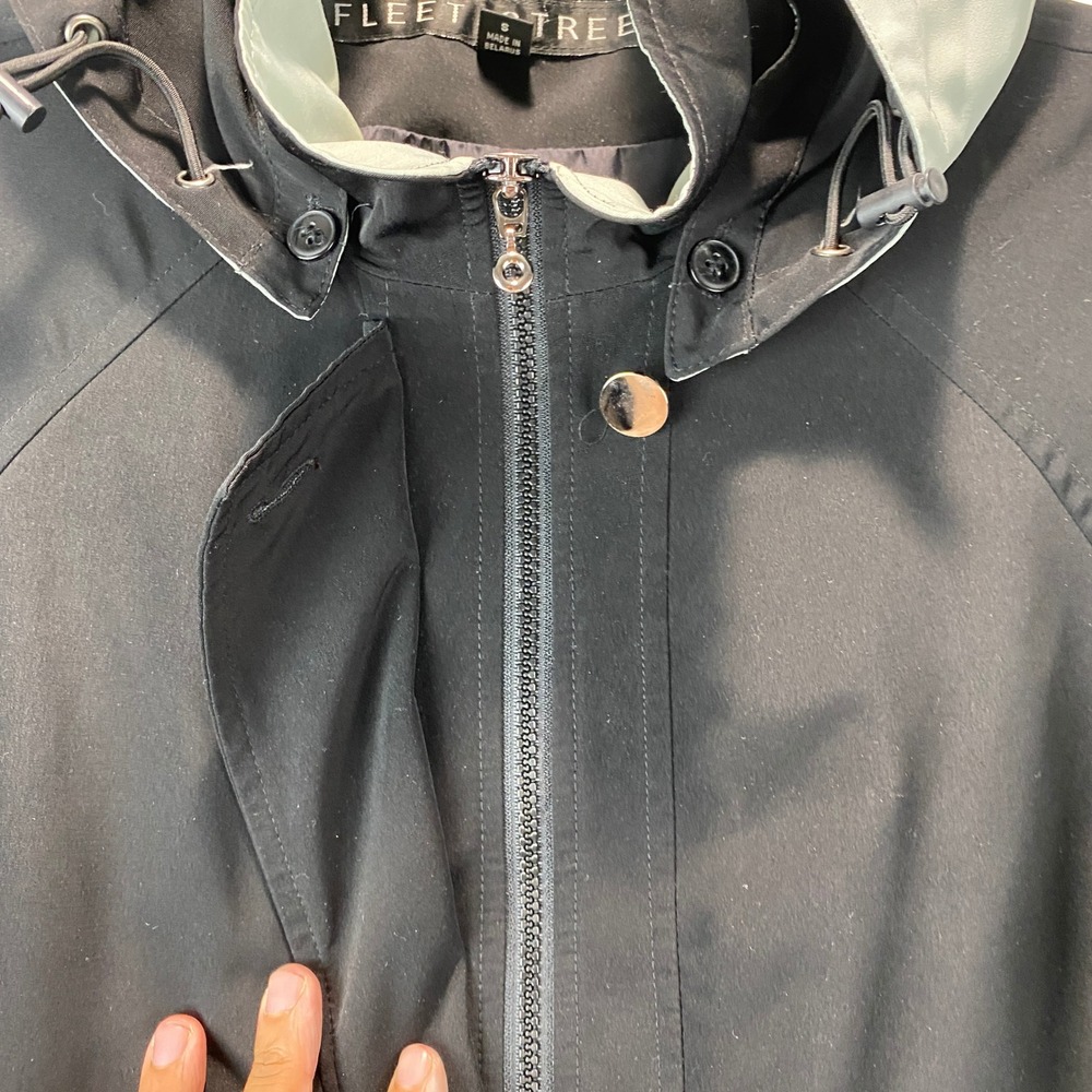 Fleet Street Hooded Rain Jacket Parka Women Size S Black Lightweight Zip Snap - Picture 8 of 12